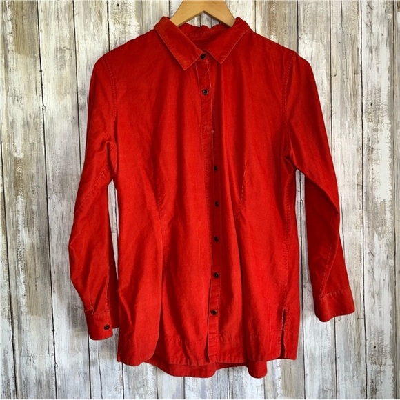 J. Jill Reddish Orange Corduroy Button Down - Picture 1 of 5